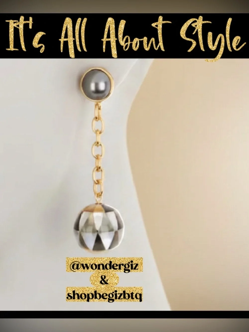 Authentic Tory Burch Faceted Mother of Pearl Linear Ball Drop Earrings
